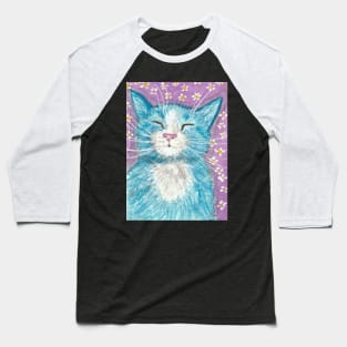 sleepy blue kitten cat art Baseball T-Shirt